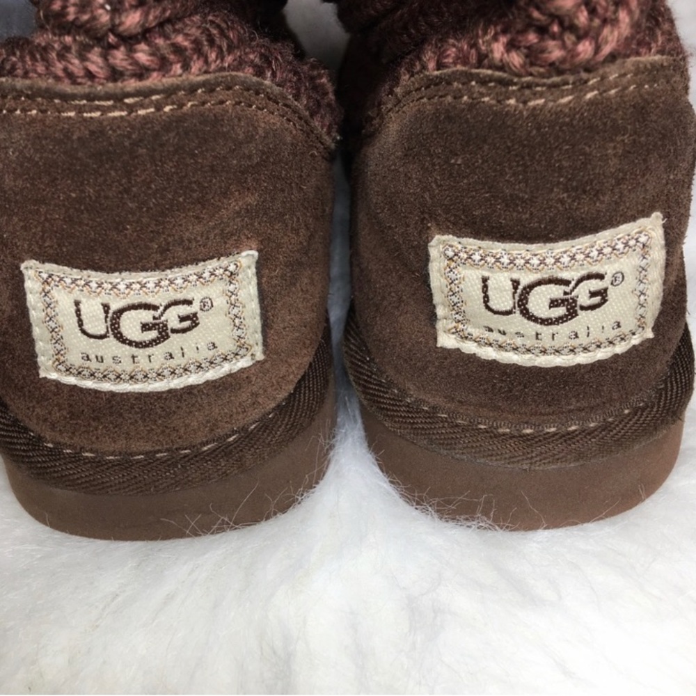 UGG Astralia classic Cardy knit Tall/Fold over Chocolate Brown Boots Sz 8 - Picture 6 of 8